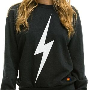 Aviator Nation BOLT CREW SWEATSHIRT CHARCOAL